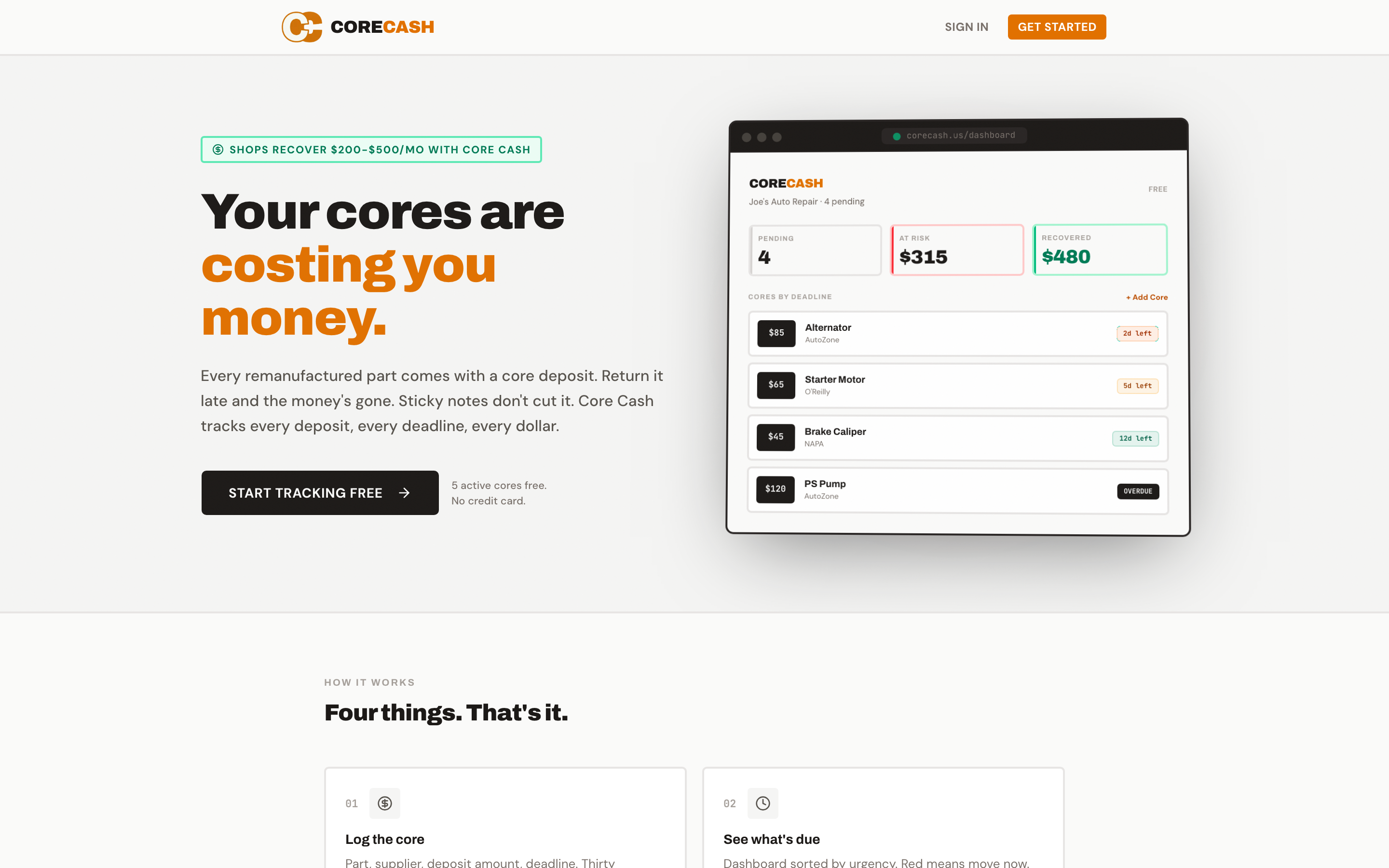 Core Cash — the live corecash.us homepage